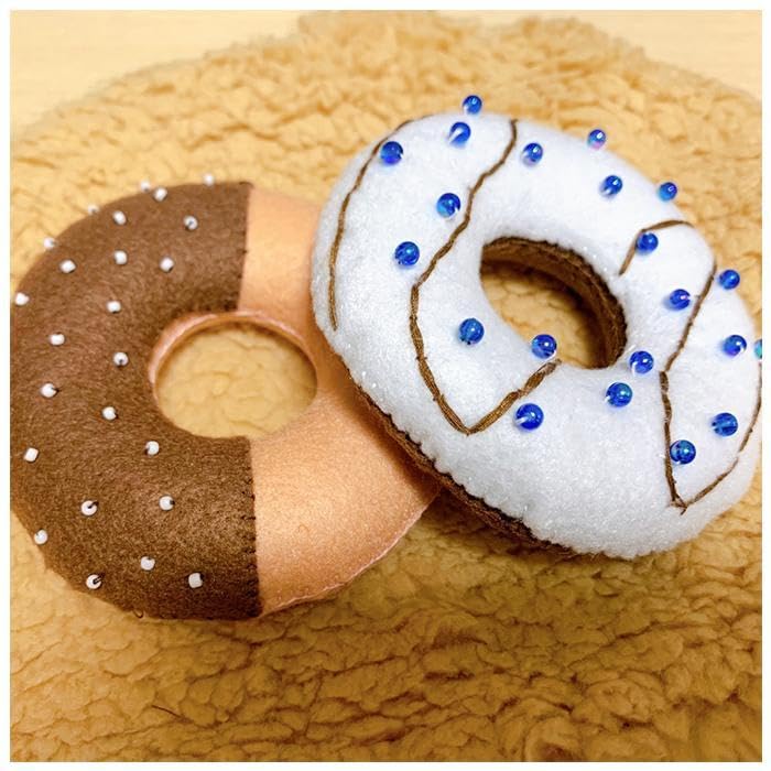 Amazon.co.jp: フェルトドーナツ（2個セット）ホワイト＆ハーフチョコ